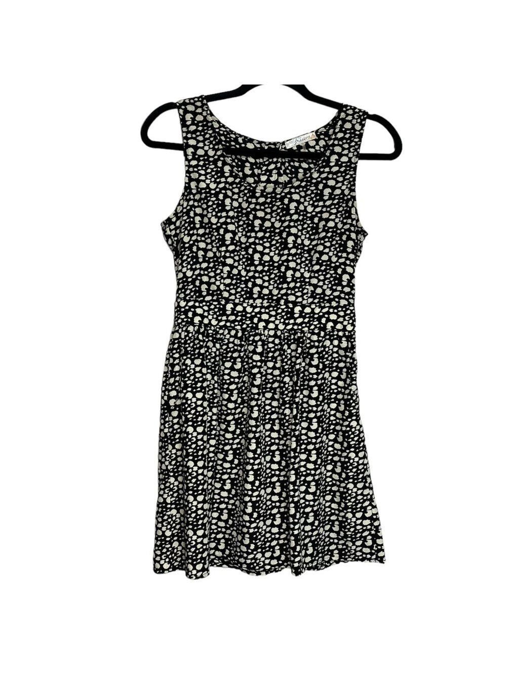 Freebird Black & Cream Print Open Back Sleeveless Dress, size S